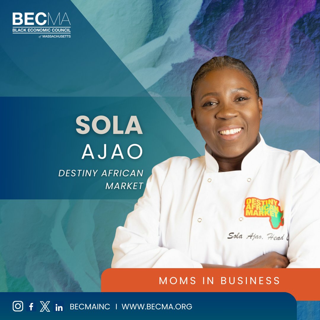 As we continue our BECMA Moms in Business series, today we celebrate Sola Ajao of @DestinyAfricanM. Destiny African Market & Variety Store is a family-run store servicing the Randolph and South Shore area with authentic tropical African foods & goods 📍 destinyafricanmarket.com