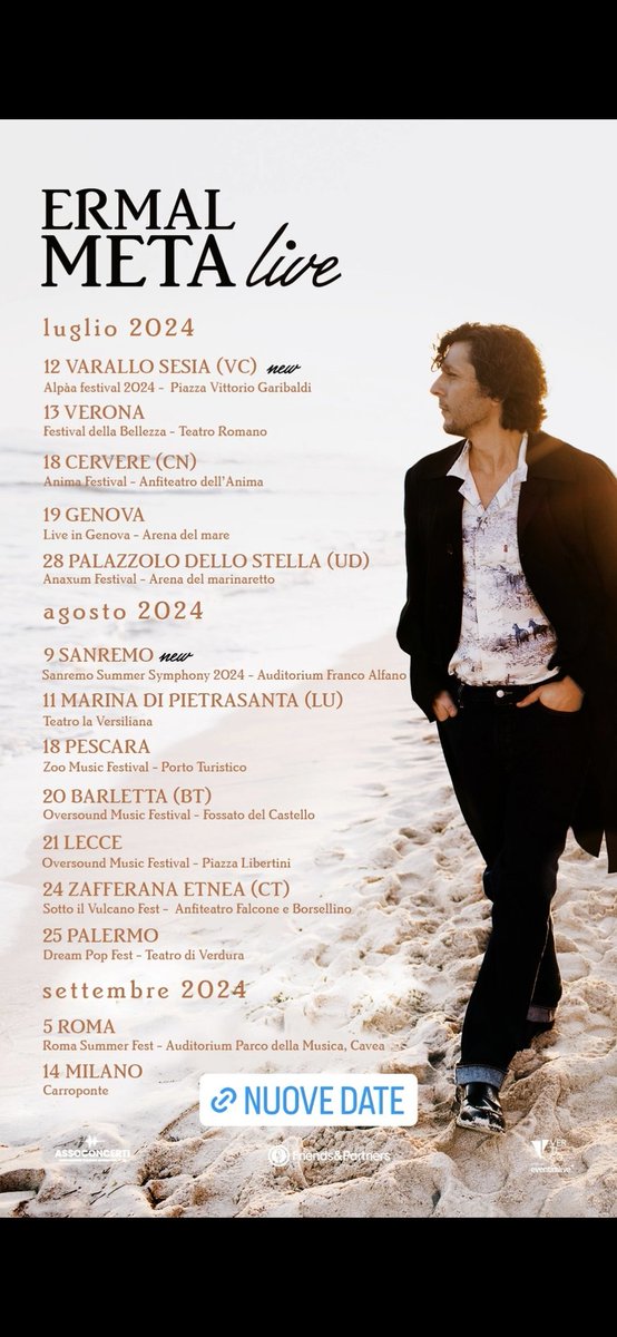 ⚠️ Nouvelles dates ! 12/07 Varallo Sesia 6/08 - Sanremo #ermalmeta