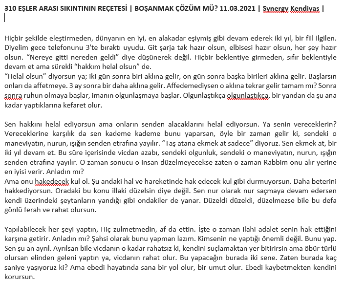 🔴EŞLER ARASI SIKINTININ REÇETESİ ▪️'Eşim bana çok zulmediyor. Ne yapmalıyım, nasıl davranmalıyım?' Bu konuda daha önce sorulmuş bir soruya Hâl ilmi penceresinden verilmiş cevaba ait ses kaydı metni. 'Evet bunları yapmak zor ama cenneti kazanmak da zor'