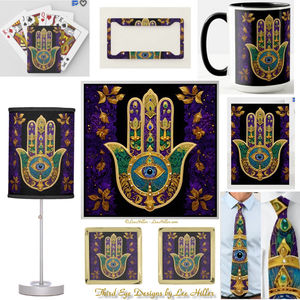 💚💎💜✨🪬✨💜💎💚 
The #Hamsa symbolizes protection, blessings, & the ability to ward off evil. It is believed to bring good fortune, happiness, & prosperity to those who wear or display it. 
#gifts #aprons #mugs #lamps #ties #cufflinks #homedecorations

bit.ly/MardiGrasHamsa