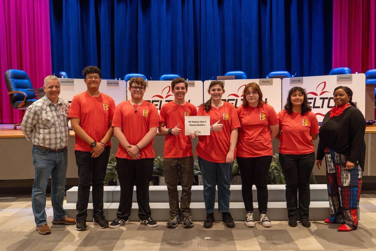 BeltonISD's tweet photo. VEX Robotics State and National Qualifiers were recognized at the April Board of Trustees Meeting. #EACHandEVERYstudent #CelebrateBISD🍎
 
📸 https://t.co/9ofbq81j30 https://t.co/c73qj6m6Sy