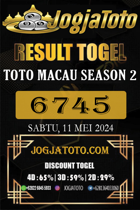 RESULT TOGEL 11 MEI 2024 JOGJATOTO.

⭐️TOTO MACAU SEASON 2⭐️
⭐️6745⭐️

DI COBA HOKI NYA BERSAMA JOGJATOTO Link :https:/linkr.bio/jogjatotologin

#JOGJATOTO #resulttogel #togelonline #hasilresultjogjatoto #togelonline #RESULTTOGEL #angkatogel #TOTOMACAUSEASON2