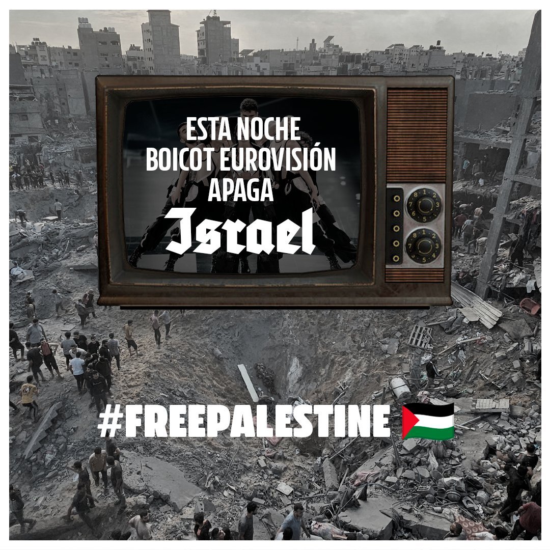 🚫 Esta noche #BoicotEurovisión. ❌ Apaga al régimen genocida de Israel. #FreePalestine 🇵🇸