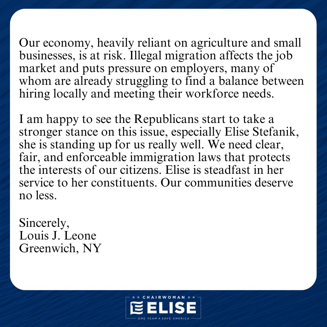 Thank you Louis from Greenwich #NY21 for your letter to the editor in The Eagle Press! The #BidenBorderCrisis fuels tragic murder, assault, vandalism, and theft. Voters know Democrats are to blame. I’ll continue fighting on behalf of Upstate New York and the North Country to