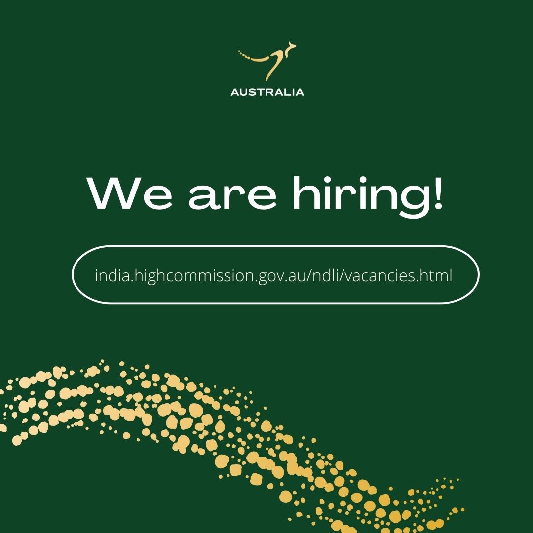 #VacancyAlert! We are looking for a Public Diplomacy and Visual Communications Officer to join our High Commission team. Interested candidates can apply by Tuesday, 14 May. Visit our website for more details: india.highcommission.gov.au/ndli/vacancies… #hiringalert #Jobs #WorkWithUs