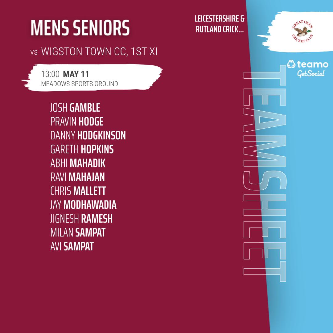 1st team lineup for their game away against <a href="/wigstontowncc/">Wigston Town CC</a> . Go well mallards, do not return to the shed without 25 points!!!!!