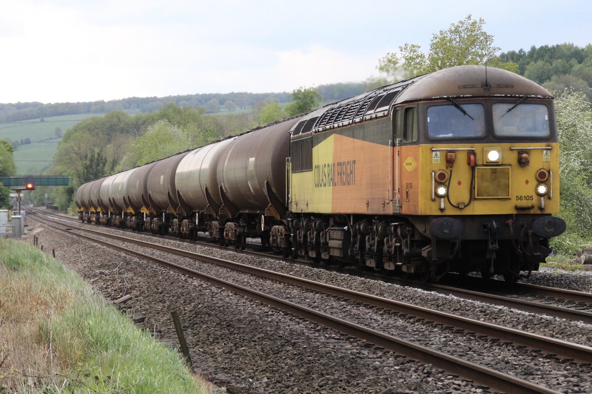 Colas class 56 No. 56105 passes through Sawmills with 6S95 Sinfin sidings to Grangemouth INEOS. 6th May 2024.