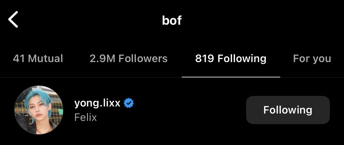 Business Of Fashion (BOF), the industry’s leading source of business intelligence, official account is now following FELIX on Instagram 

Felix is one of only 2 kpop idols they currently follow & The CEO himself has been following Felix 

#FELIX #필릭스 #フィリックス @Stray_Kids