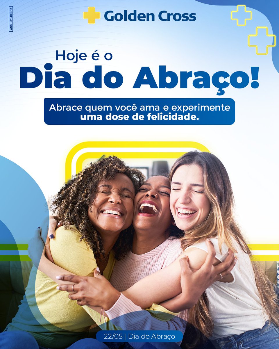 No dia do abraço, abrace quem você ama e experimente uma dose única de felicidade!  🫂💙

#GoldenCross #Saude #PlanoDeSaude