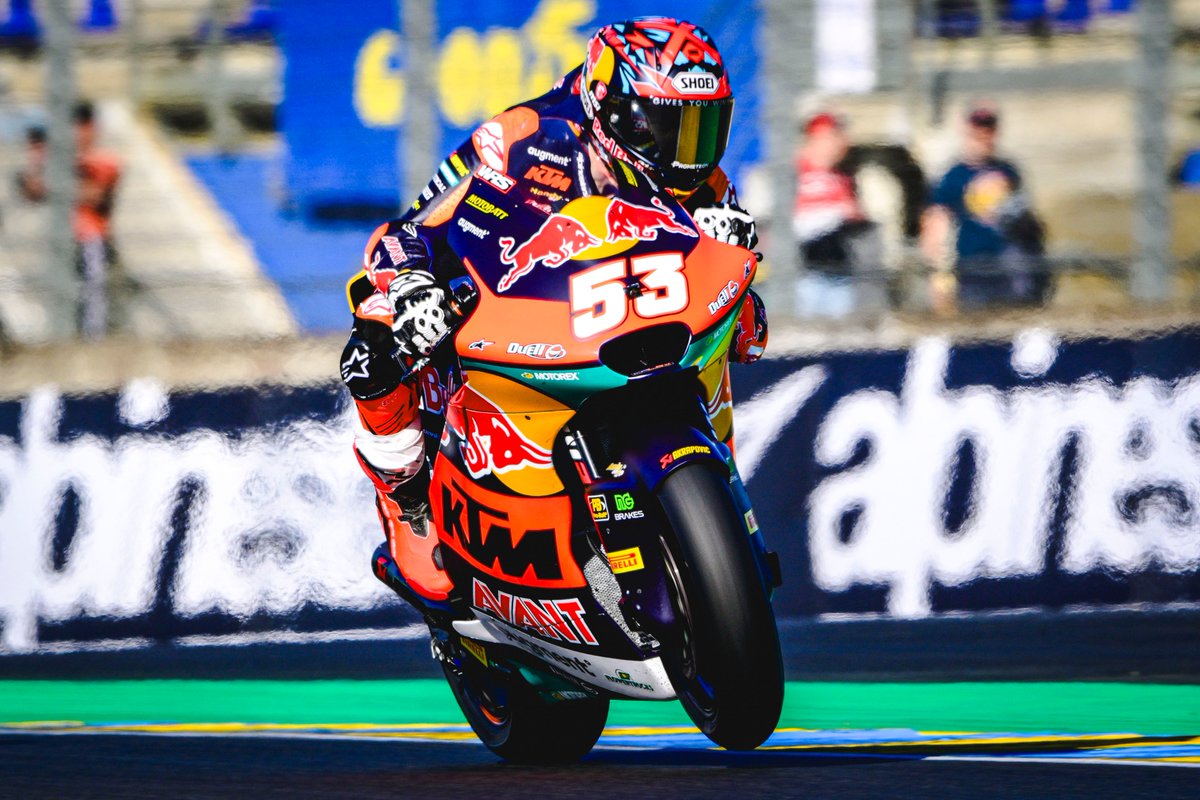 📰 Red Bull KTM Ajo Moto2 complete demanding Saturday at Le Mans. 🔗 bit.ly/3QFYa7K | #FrenchGP | #GivesYouWings | #ReadyToRace | @MotoGP | #AjoMotorsport | #AjoFamily |