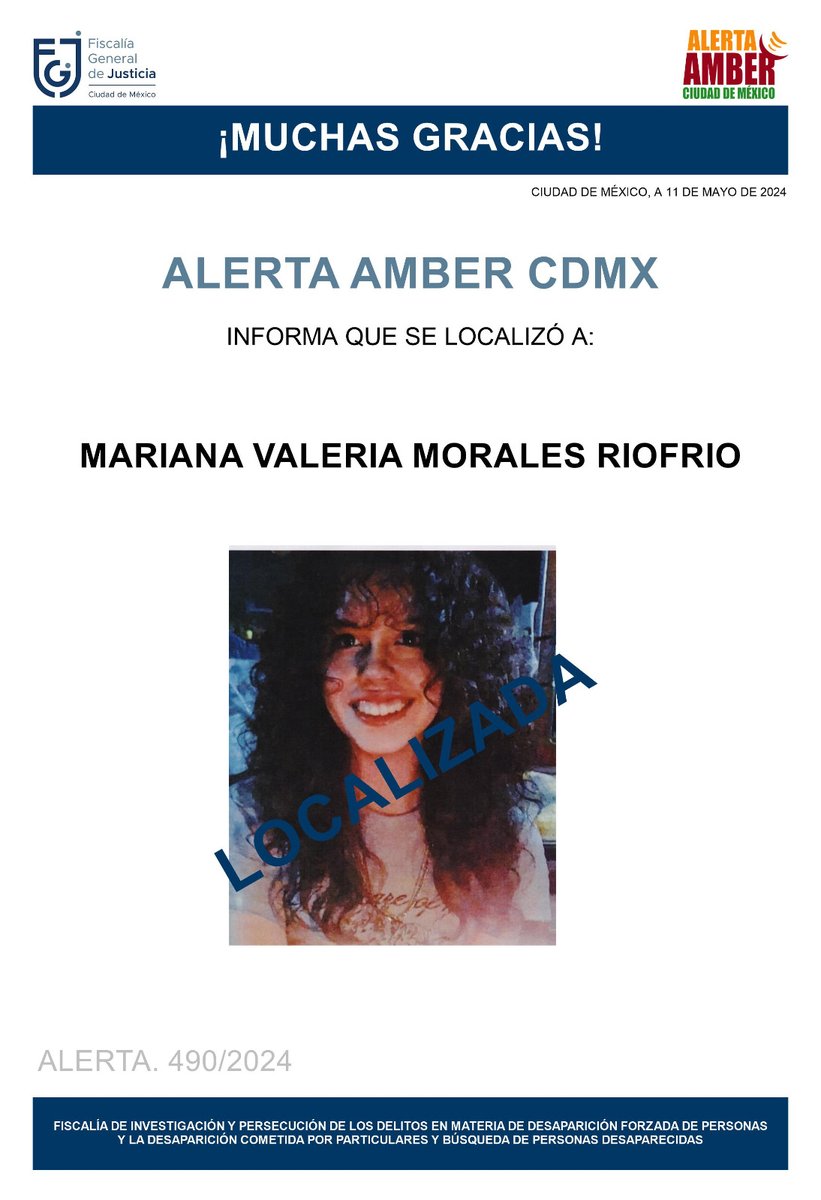 Ha sido localizada la menor Mariana Valeria Morales Riofrio, agradecemos a la ciudadanía, medios de comunicación e instituciones, se desactiva #AlertaAmber