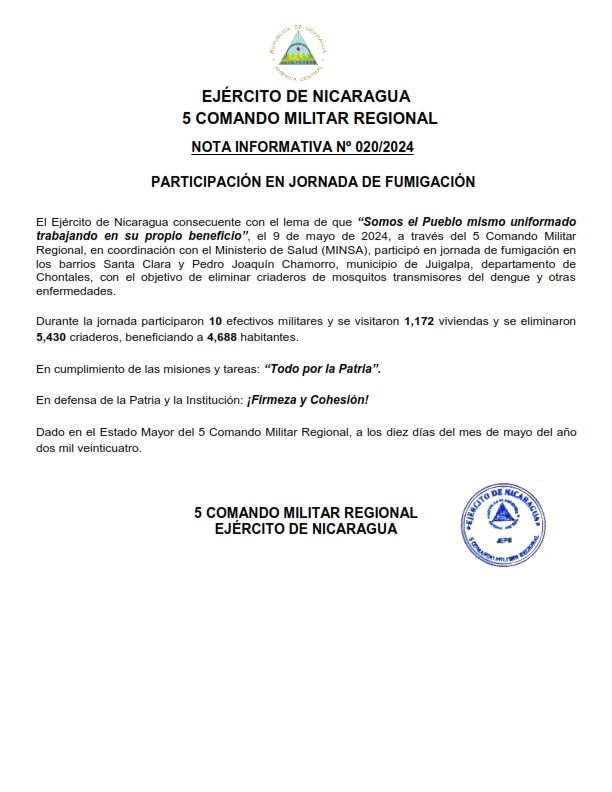 Ejército de Nicaragua participó en jornada de fumigación en Chontales. #noticias #nicaragua Más información 🌐👉🏼 canal4.com.ni/ejercito-de-ni…