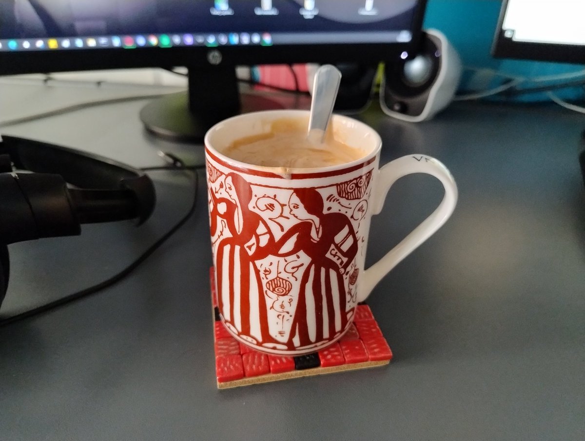 Drinking coffee from the ancient Iberian mug