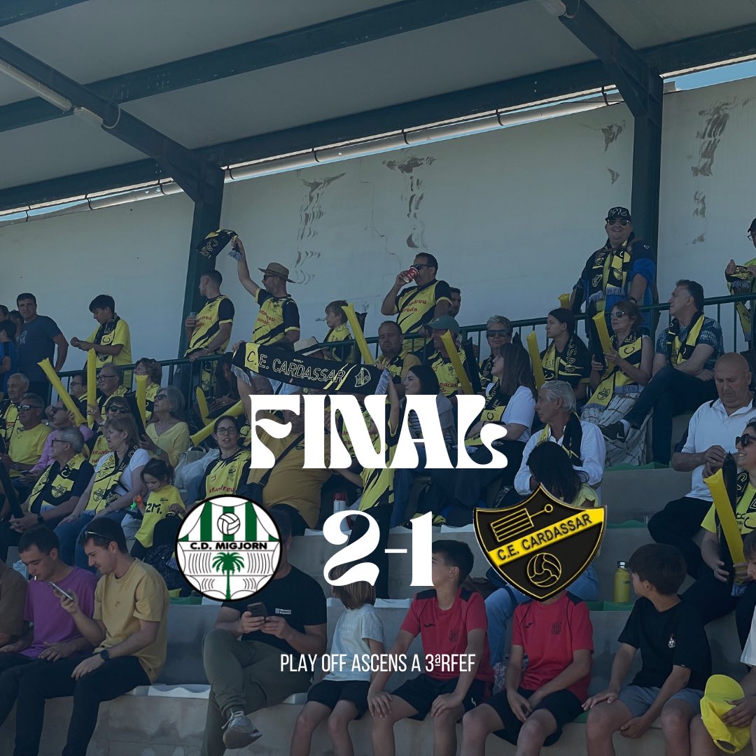 🏁 Final. No ha pogut ser. Ho tornarem a intentar. Enhorabona al @cdmigjorn per l’ascens a Tercera RFEF.