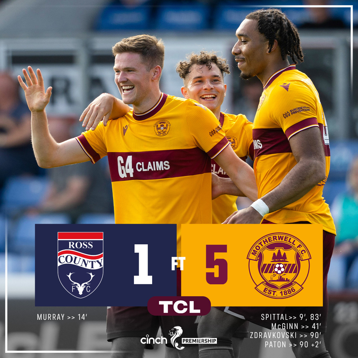 Full-time.

Victory in the Highlands!

Ross County 1 - 5 Motherwell.
