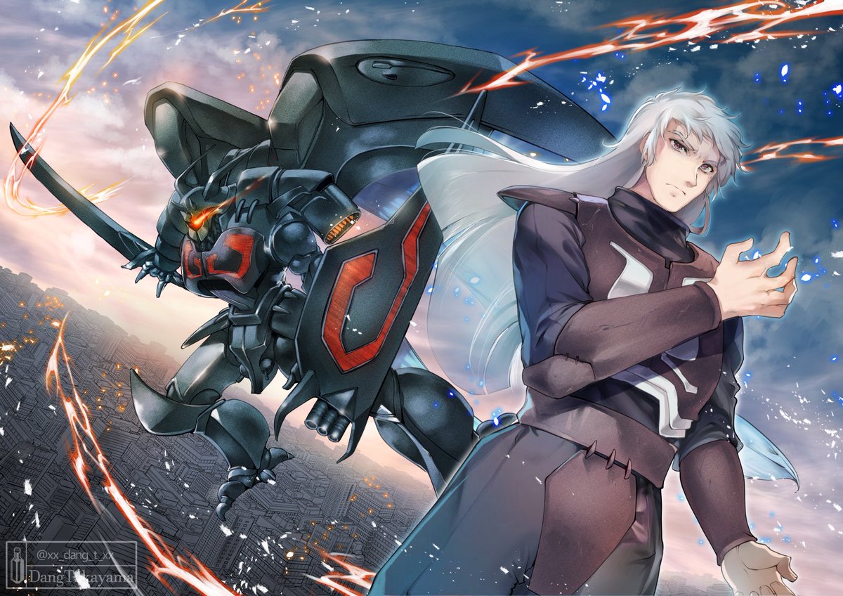 long hair looking at viewer 1boy holding white hair male focus weapon  illustration images