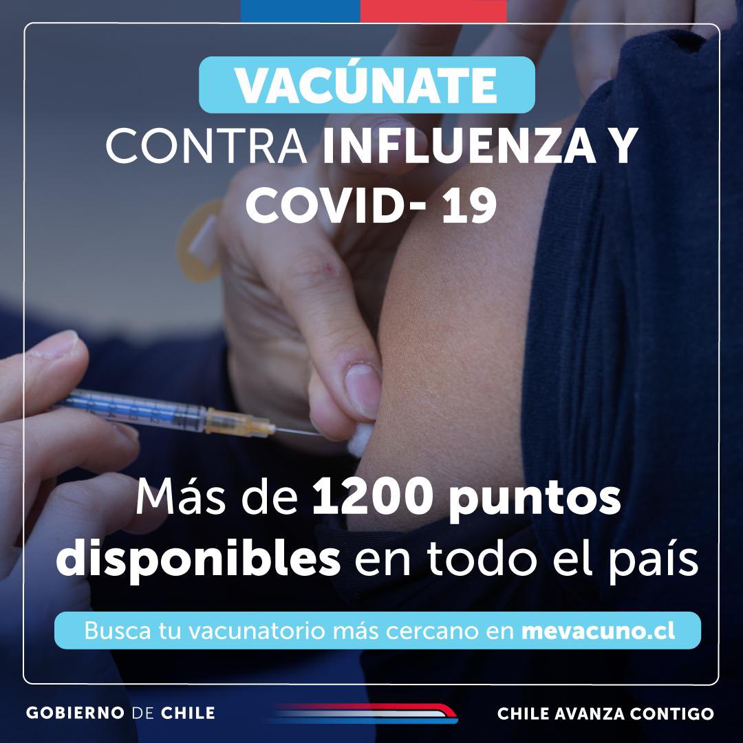 Una de las mejores formas de prevenir enfermedades respiratorias es con la vacunación 🏥💉 Vacúnate contra la influenza y el Covid-19 de forma gratuita en cualquier vacunatorio del país. Más información en 👉🏻Minsal.cl