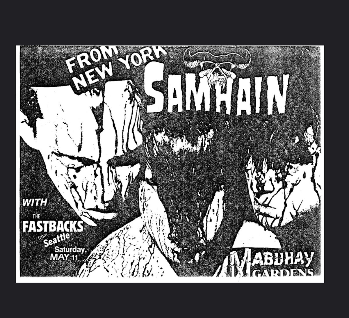 1985. Samhain and The Fastbacks at Mubuhay Gardens, San Francisco, CA.