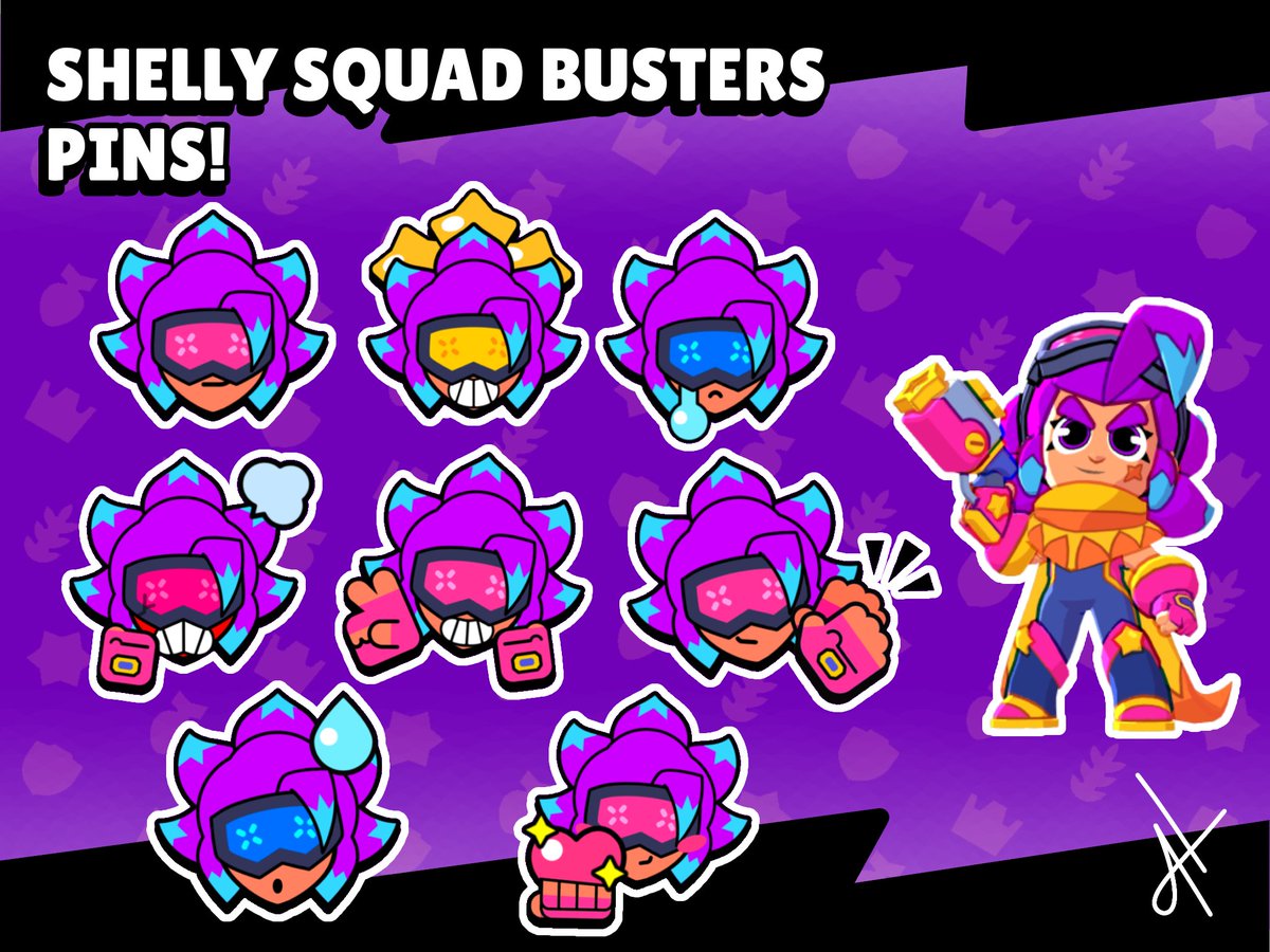 Shelly Squad Busters pins form Shelly Squad Busters!!!✨⭐💫⭐✨

[#BrawlStars #BrawlStarsArt #BrawlStarsFanArt #BrawlArt #BrawlStarsPins #SquadBusters #BrawlStarsShelly]