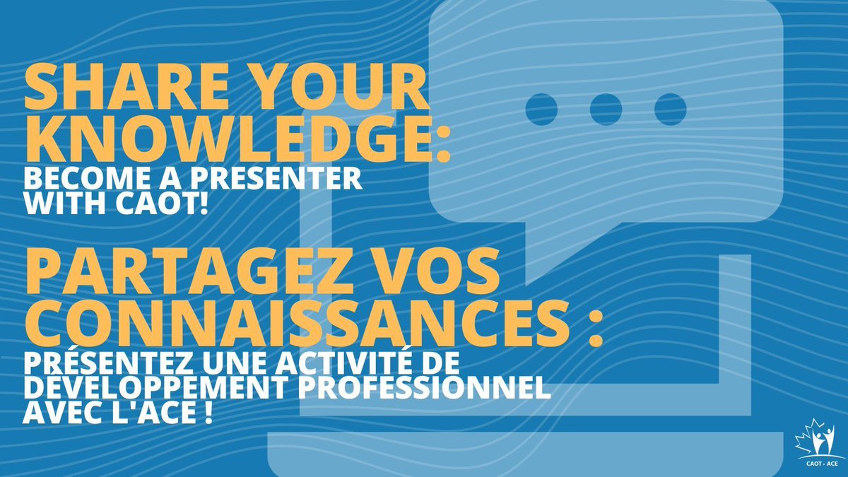 Présentez un webinaire, un atelier ou un cours en ligne avec l'ACE en automne 2024 ou en 2025! Obtenez de plus amples renseignements et soumettez votre proposition aujourd'hui- buff.ly/3KRAx9O