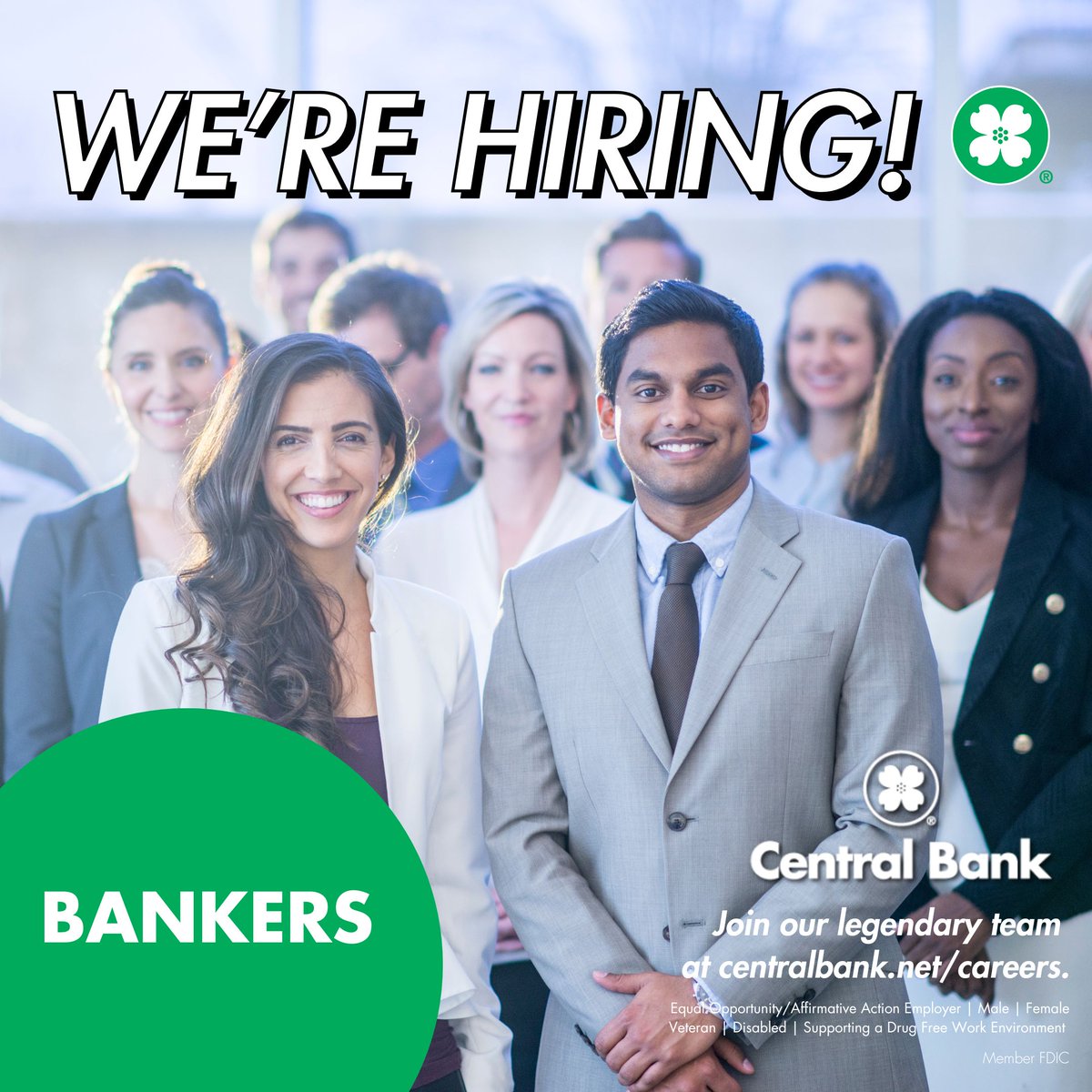 Central Bank isn't looking for job seekers. We want changemakers! We are actively seeking Bankers. Do you want to be a part of a living legendary team? Head to the link below to apply. 

centralbank.net/careers/
#LivingLEGENDARY #CBMWProud #workwithus