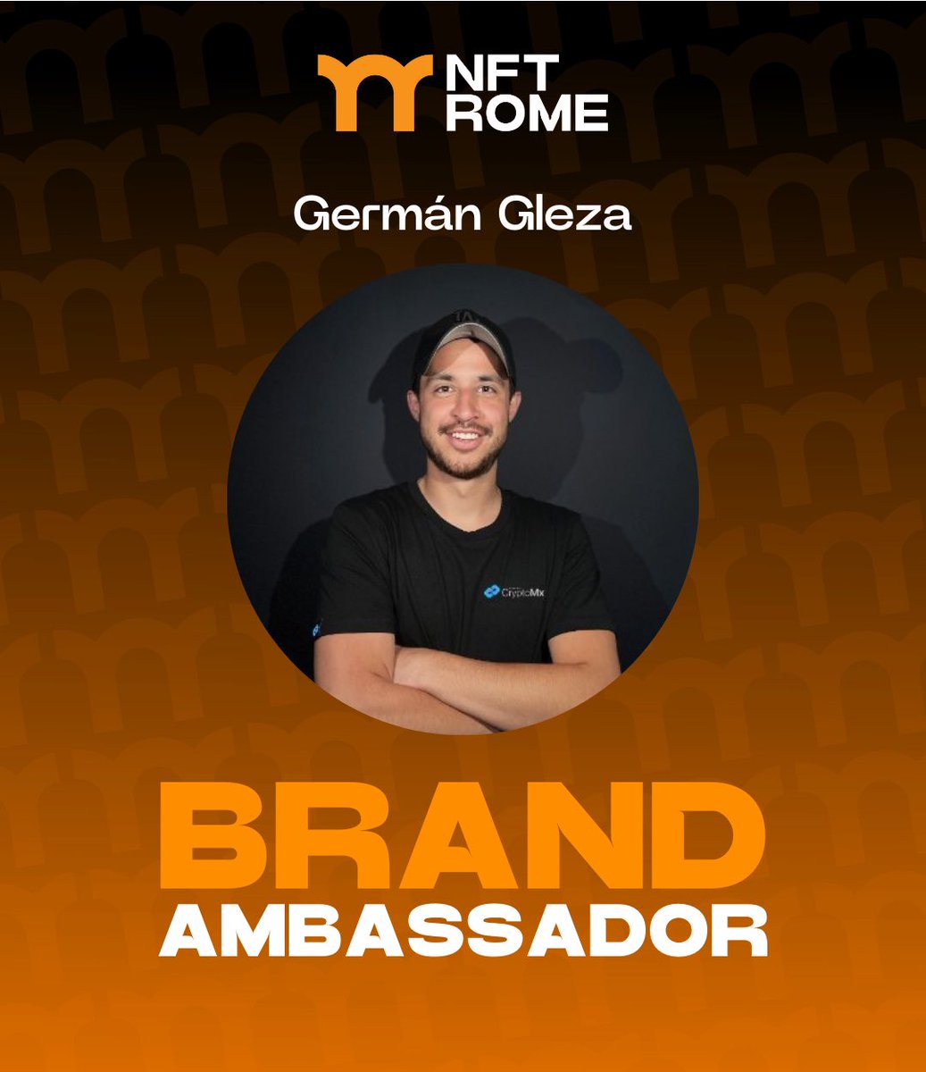 🚨 Ambassador Announcement 🚨 A warm welcome to @germangleza, as a brand ambassador for NFT Rome 🤝 Congrats & Welcome to the family 💚 🤍 ❤️