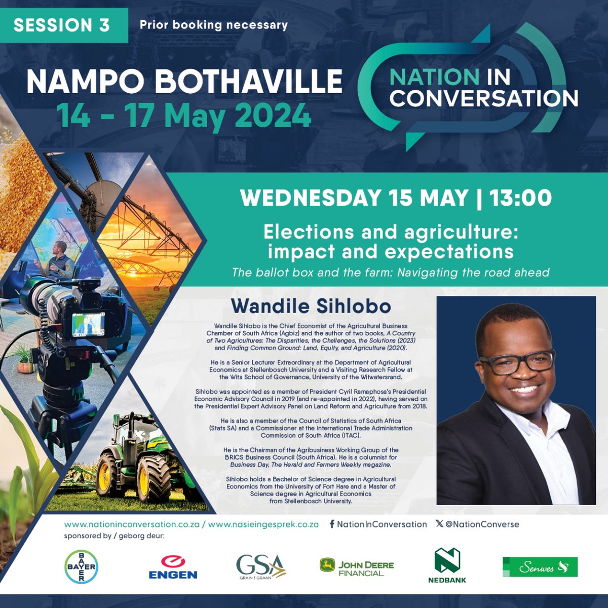NationConverse's tweet photo. Meet our panel members!
Introducing Wandile Sihlobo ๐ฅ
๐ซ Book your FREE seat here: https://t.co/htvVac9IfHย
#NationInConversation #NIC2024 #Nampo2024 @WandileSihlobo https://t.co/PfRMzs18Xs