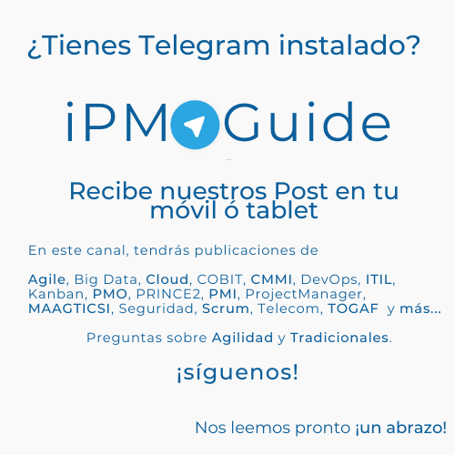 ¿Tienes Telegram instalado?

iPMOGuide es un canal de Metodologías, Estándares y Frameworks

En este canal, tendrás publicaciones de #ProjectManager #Scrum #Agile #BigData #DevOps #Telegram 

Sigue el canal de la iPMOGuide en Telegram 

i.mtr.cool/vijdydurll
¡un abrazo!