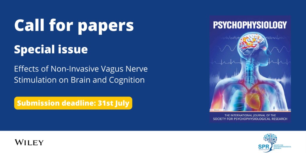 📢 Extended deadline #CFP - Psychophysiology is seeking submissions for a Special Issue on, 'Effects of Non-Invasive Vagus Nerve Stimulation on Brain and Cognition' @TheRealSPR. 🗓️ Submissions will be accepted until July 31, 2024 Submit now 🔗 ow.ly/gR7t50RChEZ