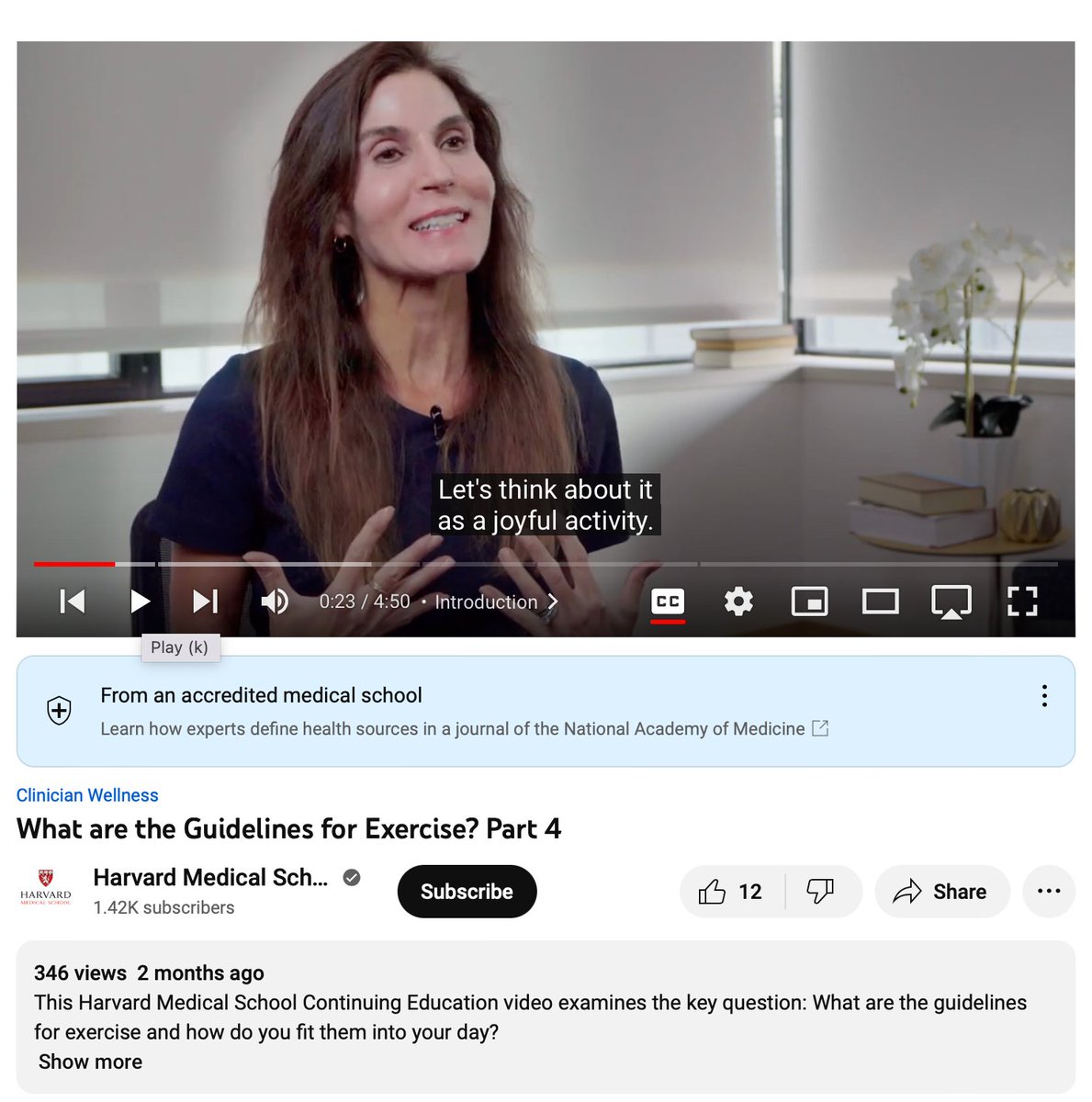 When you hear the word exercise do you think JOY? Please listen to this short video on exercise created by @harvardmed. Enjoy some movement today. What will you do?🤔 #exercise #lifestylemedicine #Health #Joy #exerciseismedicine #tip #life #Wellbeing