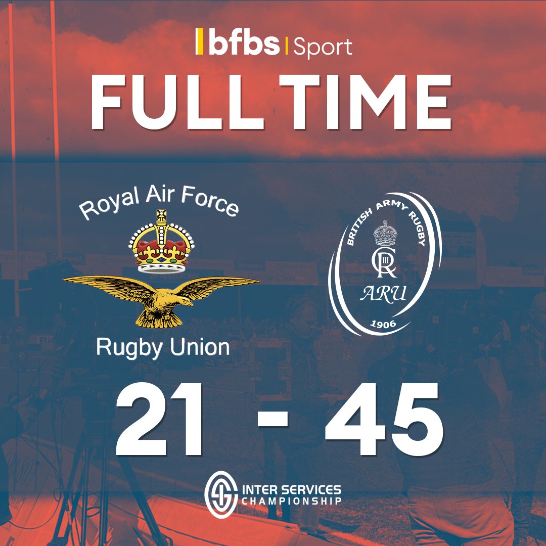 Full time here in Gloucester! 🏉 The @armyrugbyunion men regain their Inter Services title after an enthralling dual against @RAFRugbyUnion with plenty of tries and great moments from both sides! Highlights to come! 📺