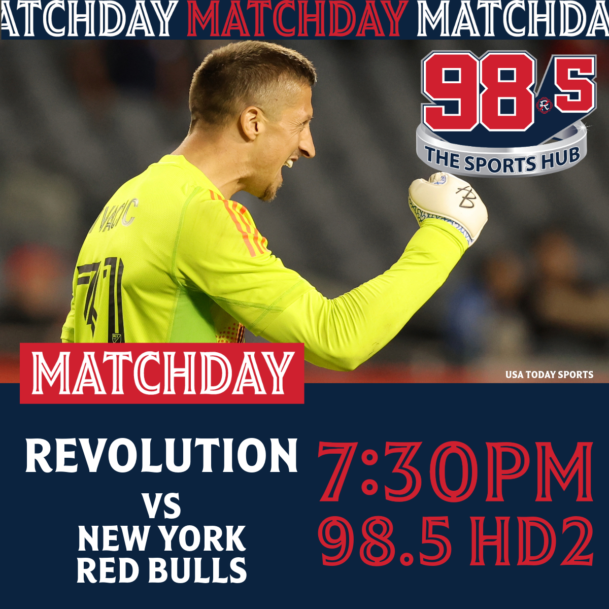 TONIGHT: The @NERevolution take on #NYRedBulls live from #RedBullArena on 98.5 HD2. #MLS @MLS