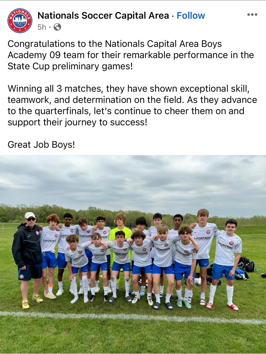 Congratulations to my son Gabriel and his crew for advancing to the State Cup knock out rounds that will be hosted in Saginaw, Michigan! ⚽️