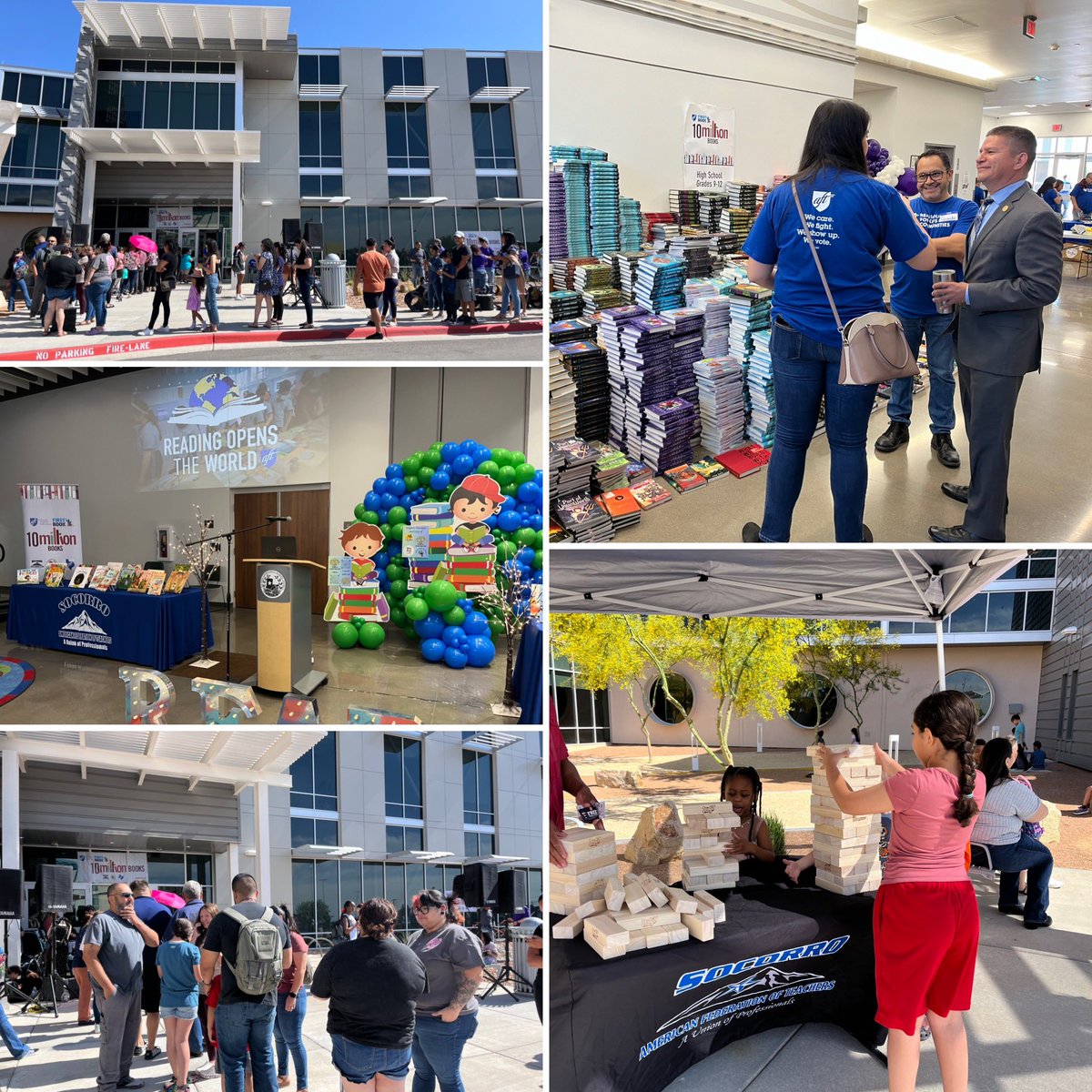 HAPPENING TODAY! Socorro AFT and community partners will distribute 40,000 free books to #TeamSISD students, their families, and educators. Join us at the SISD Technology Services at 12440 Rojas from 11 a.m. to 2 p.m. for kid-friendly activities, free food, and mariachis! 📚