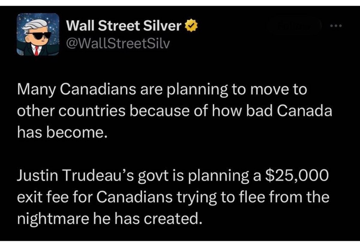 Trudeau is trying to tax people fleeing his tyranny!