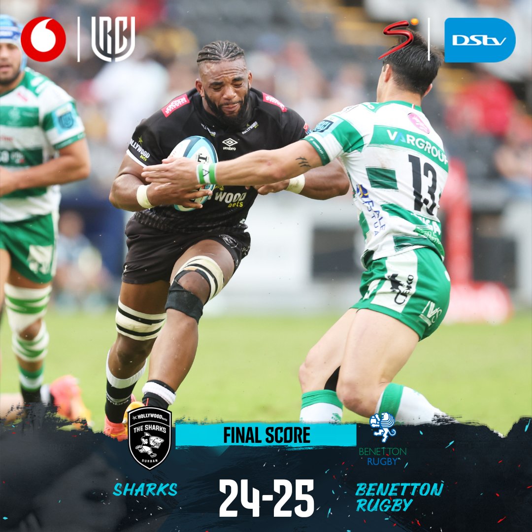 The Hollywoodbets Sharks lose after Benetton produce a thrilling final few minutes in Durban 🦈❌

#SHAvBEN