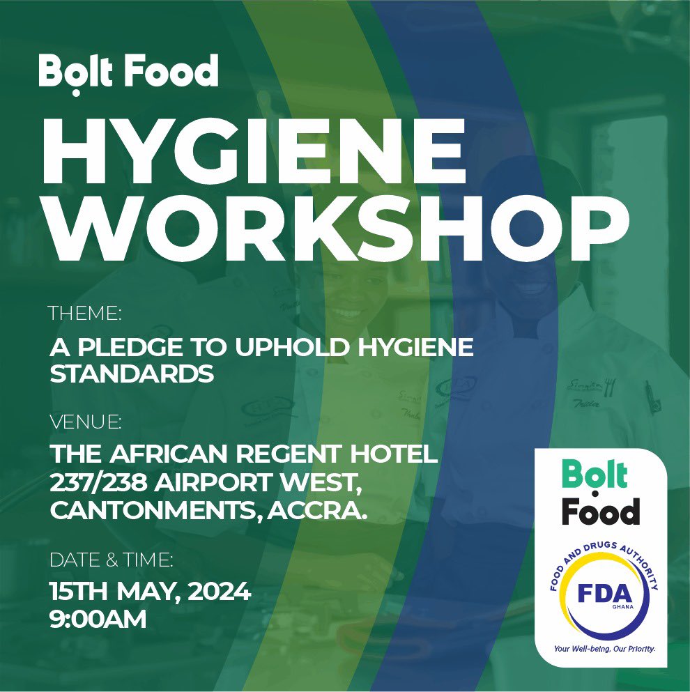 Exciting news! @boltapp is teaming up with the FDA for its first-ever hygiene workshop! Join us in our commitment to maintaining top-notch hygiene standards in the Food Service Industry. #FDAGhana2024 #FDACommunications