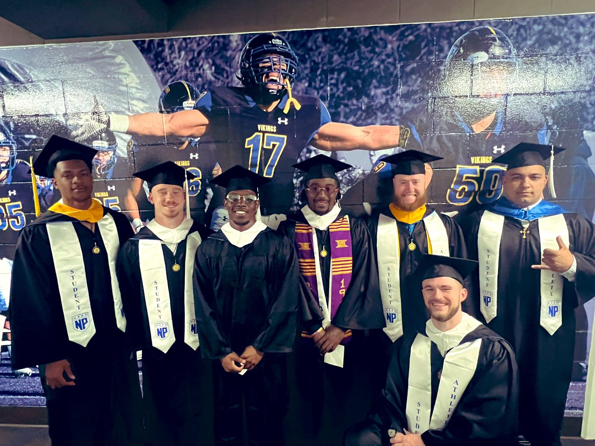 Congrats to our young men walking at graduation today! We are so proud of everything that you’ve accomplished to this point, and so excited to see what the future holds for each of you!! #TheRightWay @NPU @VikingsNPU @CoachRook