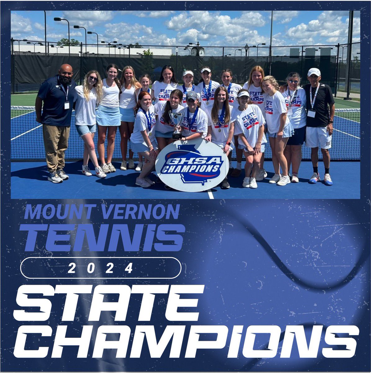 Introducing our Varsity Girls #MVtennis team as your 2024 @OfficialGHSA 1A-D1 State Champions! #MVathletics #ImAMustang @TheMVSchool