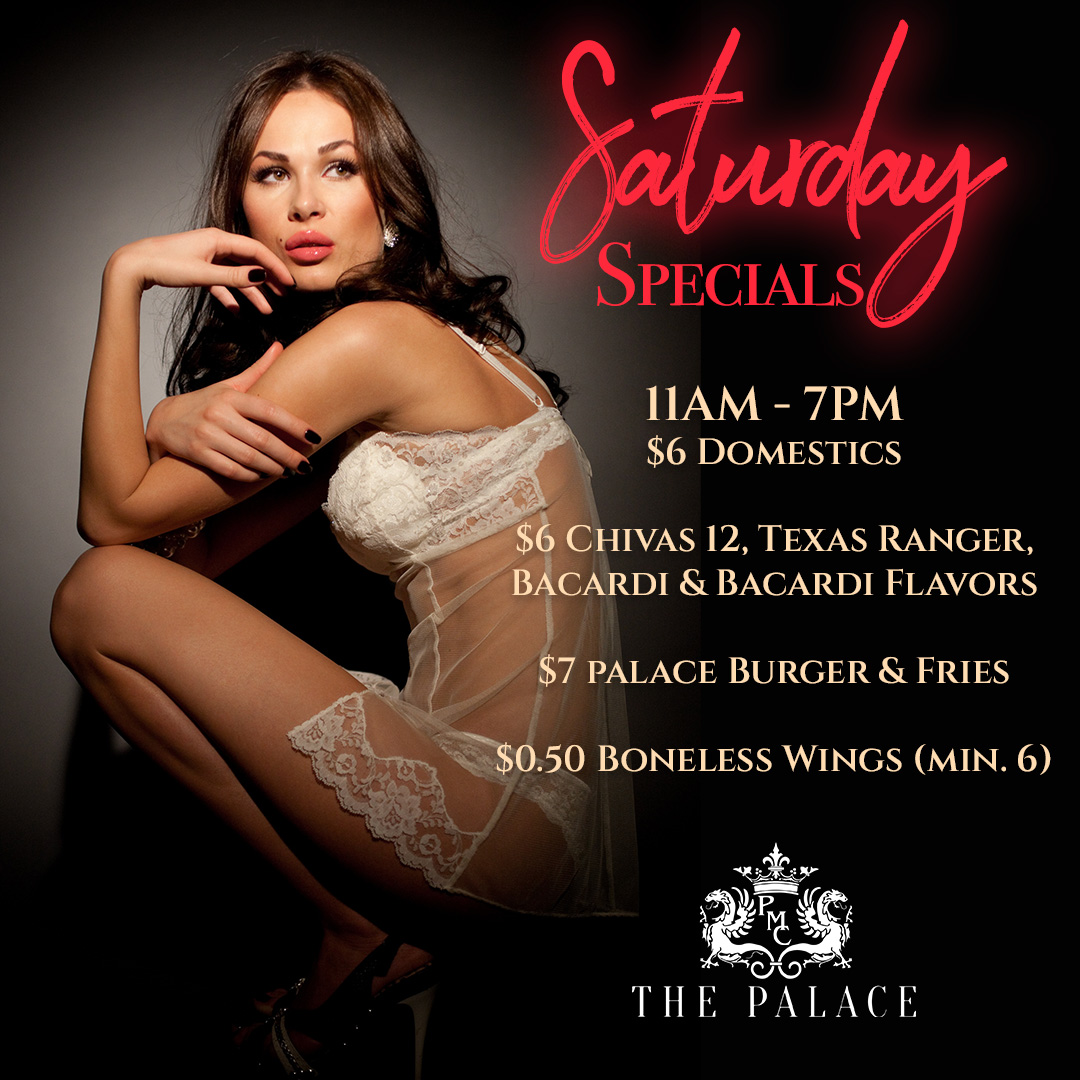 Let the Saturday shenanigans begin! Come Enjoy a vibrant atmosphere with the best performers in town!

ecs.page.link/zSppD
#ThePalaceMensClub #GentlemensClub #Entertainers #BestDrinks #SaturdayNight #SaturdaySpecials