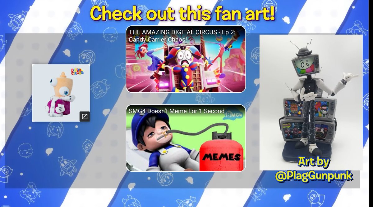 The art in the latest #smg4 episode was cool.

Interesting to see they went from showcasing Digital 2D Art, to Traditional to now 3D Sculptures like this one.