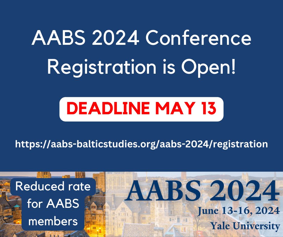 Conference registration closes today! Don't wait: aabs-balticstudies.org/aabs-2024/regi… AABS members receive a reduced registration rate. Not a member yet? Signing up takes 2 minutes: aabs-balticstudies.org/membership/