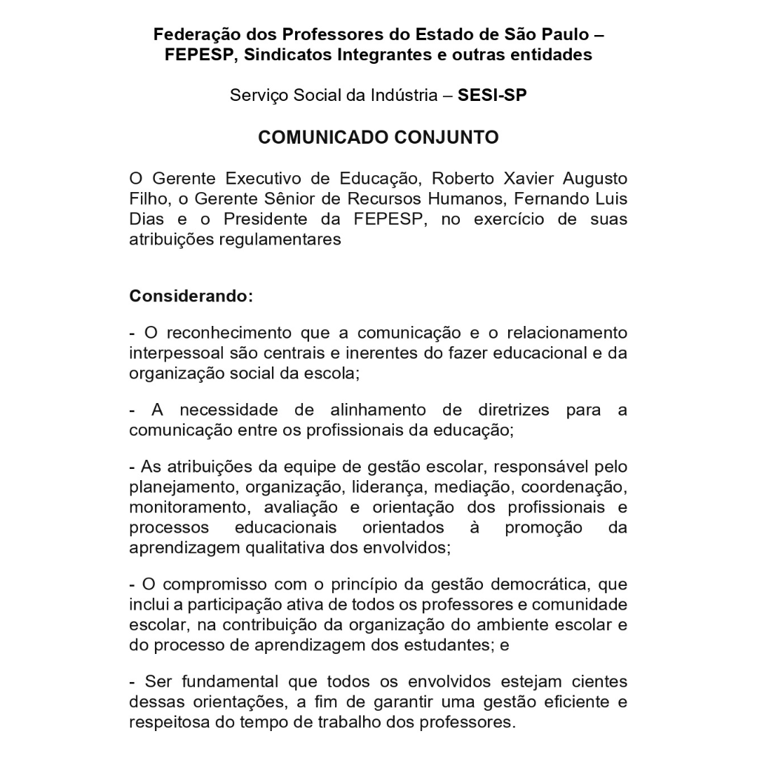 sinprovales's tweet photo. Confira o Comunicado Conjunto Fepesp/Sesi SP

#Sinprovales #sindicato #professores #escolasparticulares #direitos #educacao #contee #fepesp #indaiatuba #salto #itu https://t.co/ydRvfimbry