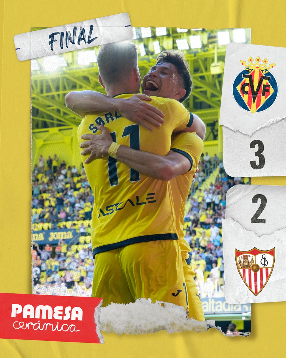 ¡LOCURA FINAL EN LA CERÁMICA! El Villarreal se lleva los 3 puntos de forma merecida en la visita ante el Sevilla con un gol en la última jugada del gigante noruego Sorloth, que ya suma 22 goles y hoy anotó dos, más un tercero de Mosquera. #VillarrealSevillaFC