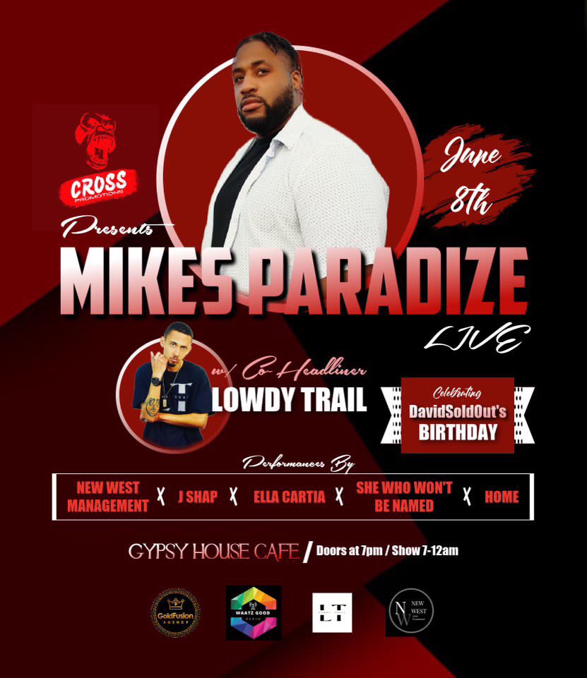 New West Management artists @LowdyTrailLT, @CallMeWhoElse, and @JdTrillz will be LIVE in Denver, CO June 8th! 
Ticket 🎫 Link Promo Code “LOWDY” for $5.00 OFF - eventbrite.com/e/mikes-paradi…
🎥
#Denver #GypsyHouseCafe #NewWestManagement #ColoradoConcerts #Concerts #Rap #HipHop #Live
