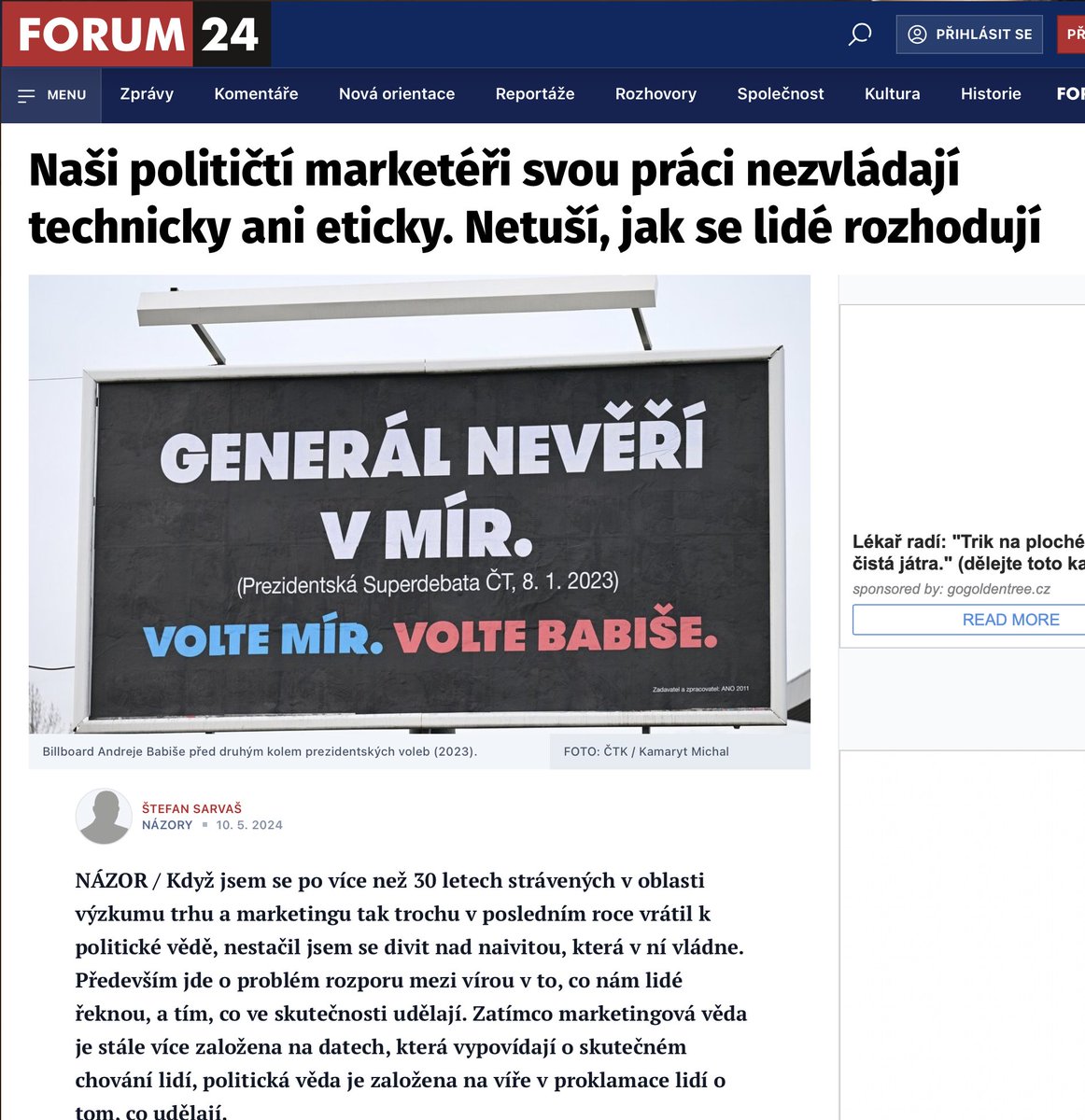 Skvělý článek Štefana Sarvaše k současnému politickému marketingu. Určitě stojí za přečtení na @FORUM_24 => forum24.cz/nasi-politicti…