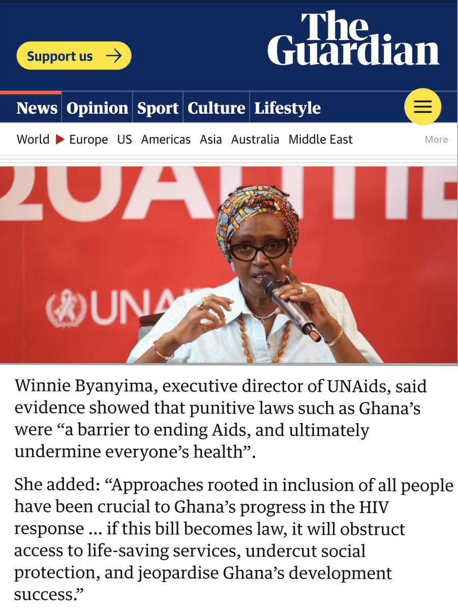 Guardian quotes UNAIDS Executive Director Winnie Byanyima today on how anti-LGBTQ laws undermine public health.