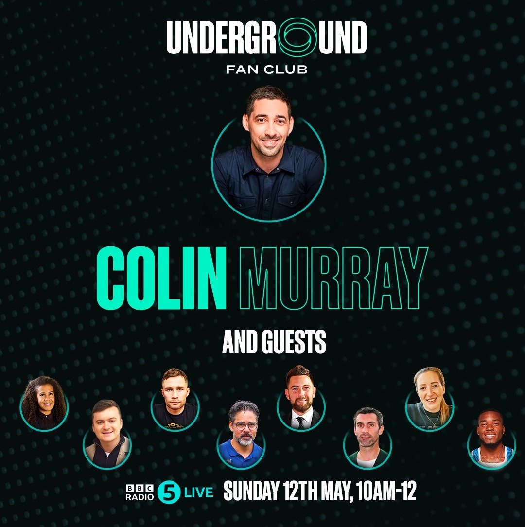 Underground Fan Club (@theufanclub) on Twitter photo ๐ฃ
So much sporting goodness this week!
Joining <a href="/ColinMurray/">colin murray</a>
<a href="/KeithGillespie7/">Keith Gillespie</a> / <a href="/Nethaneel/">Nethaneel M-B</a>- Man Utd v Arsenal
<a href="/RealCFrampton/">Carl Frampton MBE</a>- ๐ฅ
<a href="/Morgie_89/">Chloe Morgan</a> / <a href="/Sio_Chamberlain/">Siobhan โฝ๏ธ๐๐ผ</a>- Women's FA Cup
<a href="/DesBuckingham/">Des Buckingham</a>- <a href="/OUFCOfficial/">Oxford United</a>
David Wagner- <a href="/NorwichCityFC/">Norwich City FC</a>
<a href="/AliMaxwell_/">Ali Maxwell</a> โฝ๏ธ๐๏ธ
LIVE 10am <a href="/bbc5live/">BBC Radio 5 Live</a> ๐ฅ ๐ฃ
So much sporting goodness this week!
Joining <a href="/ColinMurray/">colin murray</a>
<a href="/KeithGillespie7/">Keith Gillespie</a> / <a href="/Nethaneel/">Nethaneel M-B</a>- Man Utd v Arsenal
<a href="/RealCFrampton/">Carl Frampton MBE</a>- ๐ฅ
<a href="/Morgie_89/">Chloe Morgan</a> / <a href="/Sio_Chamberlain/">Siobhan โฝ๏ธ๐๐ผ</a>- Women's FA Cup
<a href="/DesBuckingham/">Des Buckingham</a>- <a href="/OUFCOfficial/">Oxford United</a>
David Wagner- <a href="/NorwichCityFC/">Norwich City FC</a>
<a href="/AliMaxwell_/">Ali Maxwell</a> โฝ๏ธ๐๏ธ
LIVE 10am <a href="/bbc5live/">BBC Radio 5 Live</a> ๐ฅ