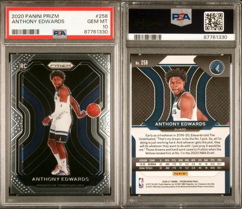 $310 Shipped 
Bin or dm to claim 

2020-21 Panini Prizm Anthony Edwards RC Rookie 
PSA GEM MINT 10

A lot of people have been asking for Ants Rookies

#silverdegenerates
#silverbullion
#silver #silverbar #vintagesilver #howyoustacking #howustackin #howyoustackin #silvercoins