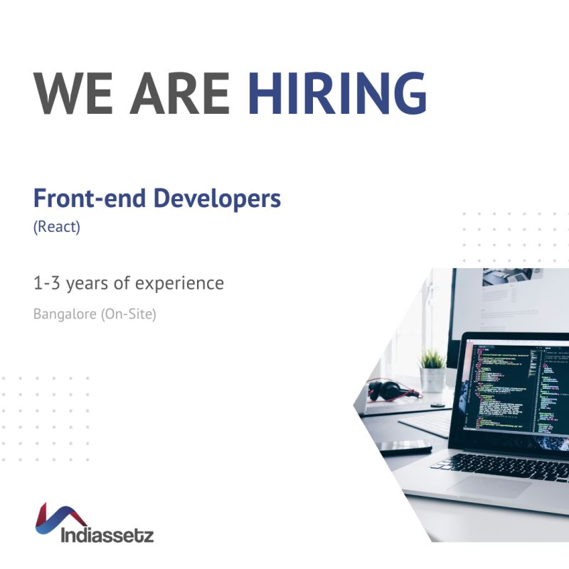 We are hiring...

Position: Frontend Developer (React / React Native)

Experience: 1 to 3 years
Budget: 4 to 10 Lakhs
Job Type: Onsite in Bengaluru
Immediate Joiners Preferred

Share your resume at deepak.sharma@indiassetz.com

#hiring #job #jobalert #recruiting #react